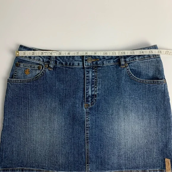Vintage Rocawear Jean Mini Skirt Y2k Hip Hop Blue Denim Womens Size 9/10 - Picture 5 of 11